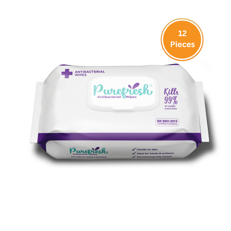 Purefresh Antibacterial Wipes 60Pcs Box 12 Pcs