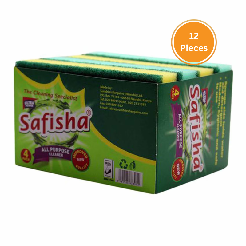 Safisha All Purpose 4S Sponges 12 Pieces
