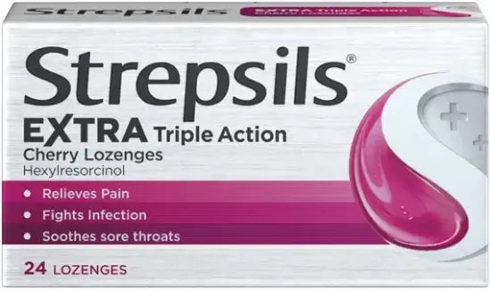 Strepsils Extra Triple Action Blackcurrant 2.4/4Mg Lozenge 24'S