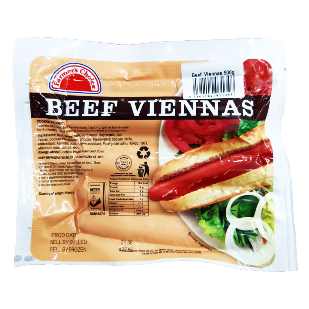 Farmer's Choice Beef Vienna 500G