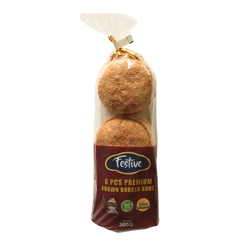 Festive Brown Burger Bun 6 Pcs 300G
