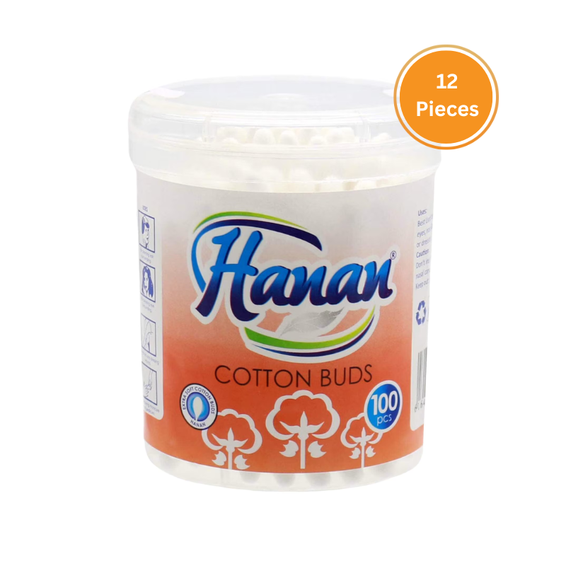 Hanan Cotton Bud Tin (100) Outer 12 Pieces