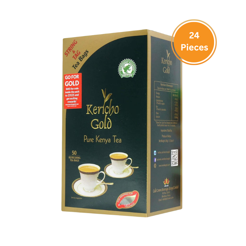 Kericho Gold 50 Tea Bags String & Tagged Box 24 Pieces