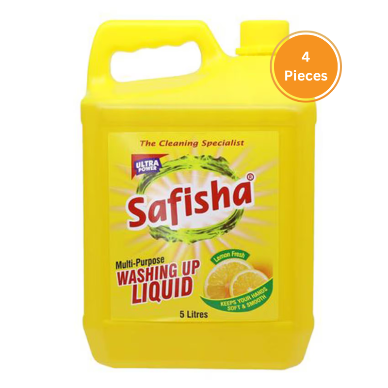 Safisha Multi Purpose Dish Washing Liquid Lemon 5L Box 4 Pieces