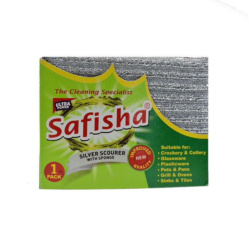 Safisha Scourer + Sponge Silver