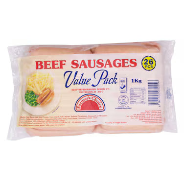 Value Pack Beef Sausages 1Kg
