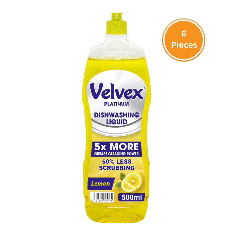 Velvex Dish Washing Liquid Lemon 500Ml x 6 Pieces
