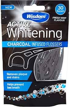 Wisdom Active Whitening Charcoal Infused Clean Between Flossers 30'S