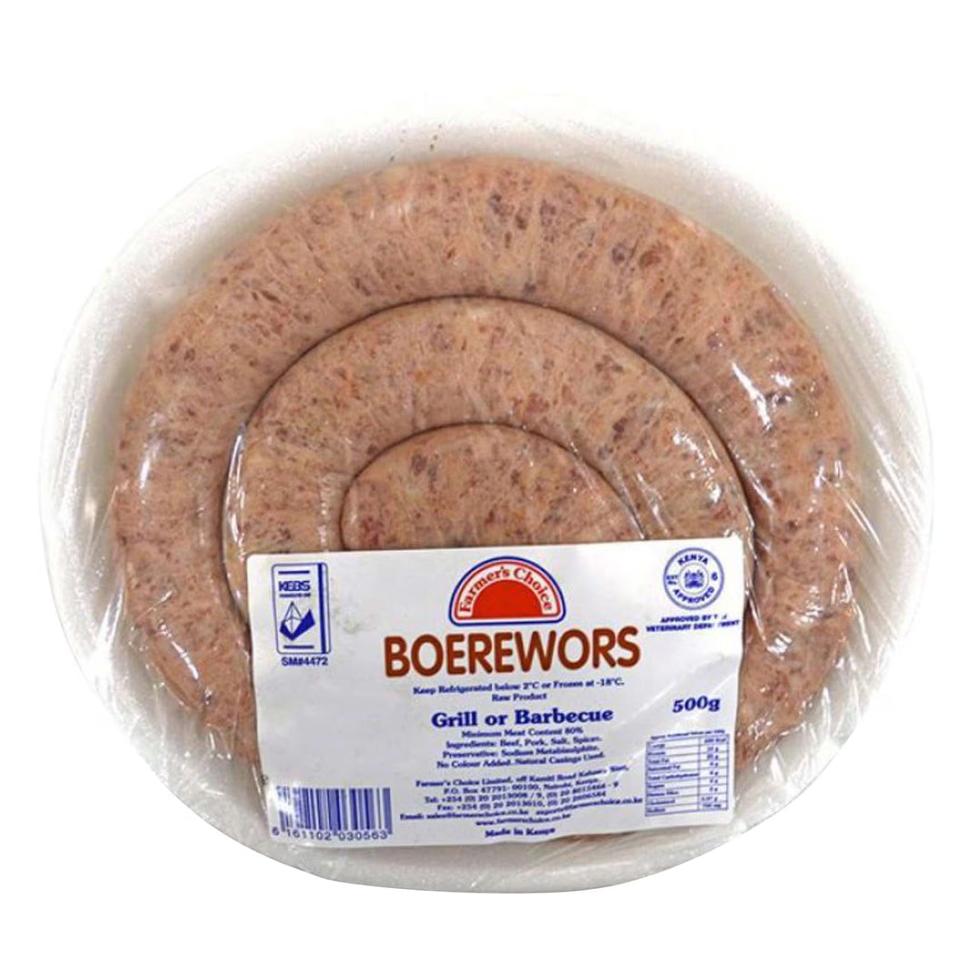 Farmer's Choice Beef Boerewors 500G