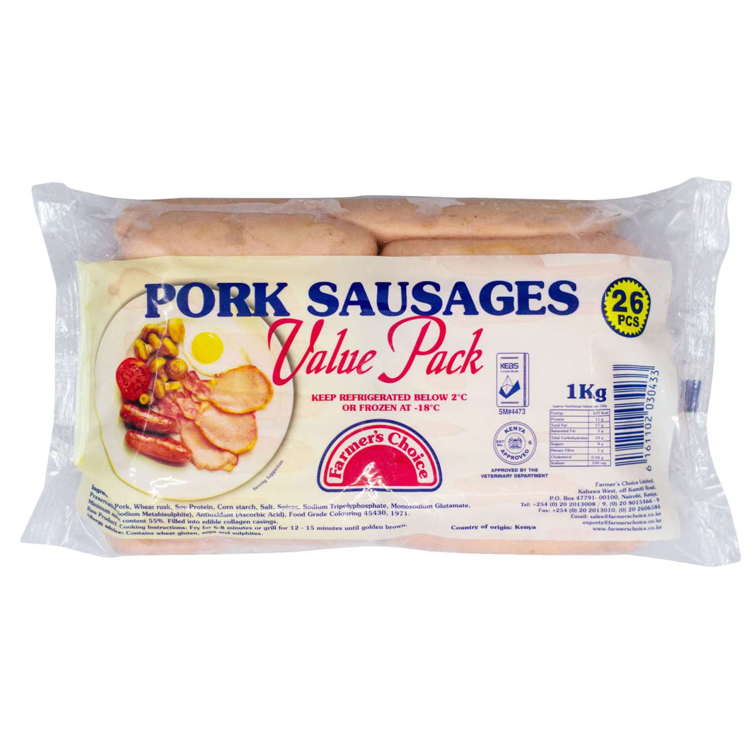 Farmer's Choice Value Pack Pork Sausages 1Kg