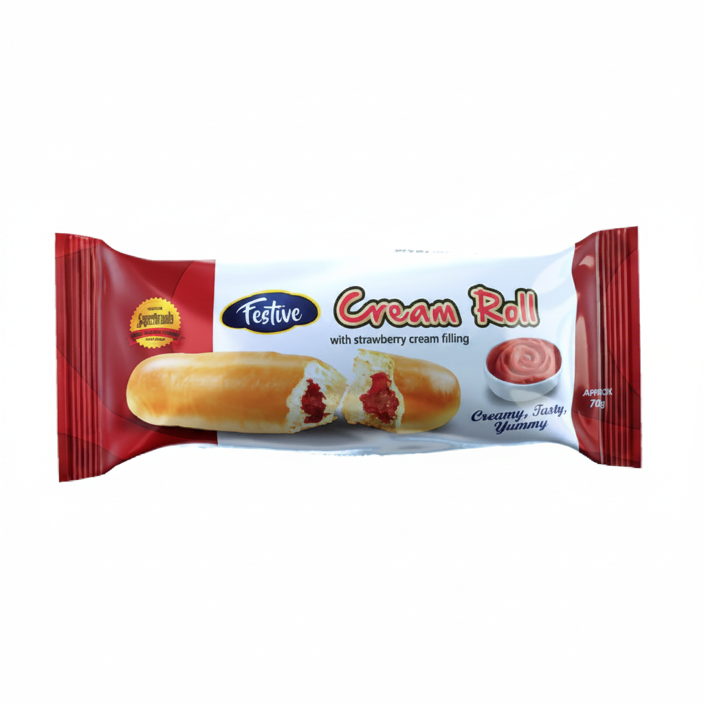 Festive Cream Roll Strawberry 70G