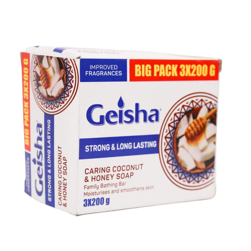 Geisha Caring Coconut Milk & Honey Bathing Soap (3x200g value pack)